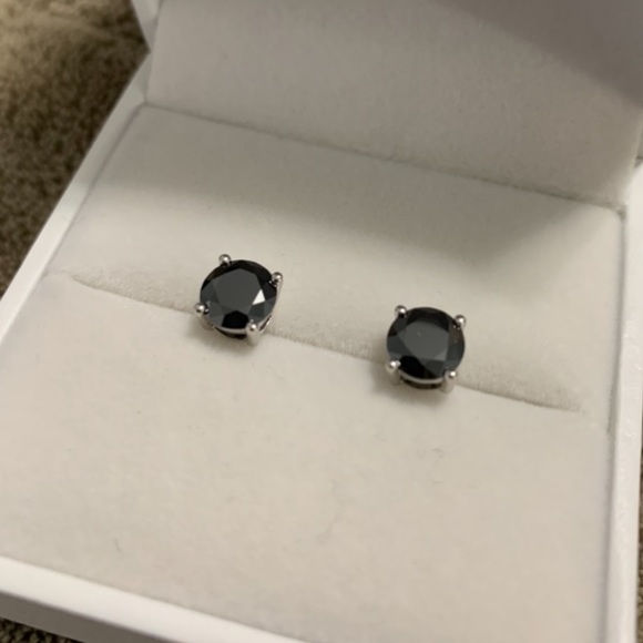 10k 2 Carat Black Diamond Moissanite Earrings - Picture 11 of 14